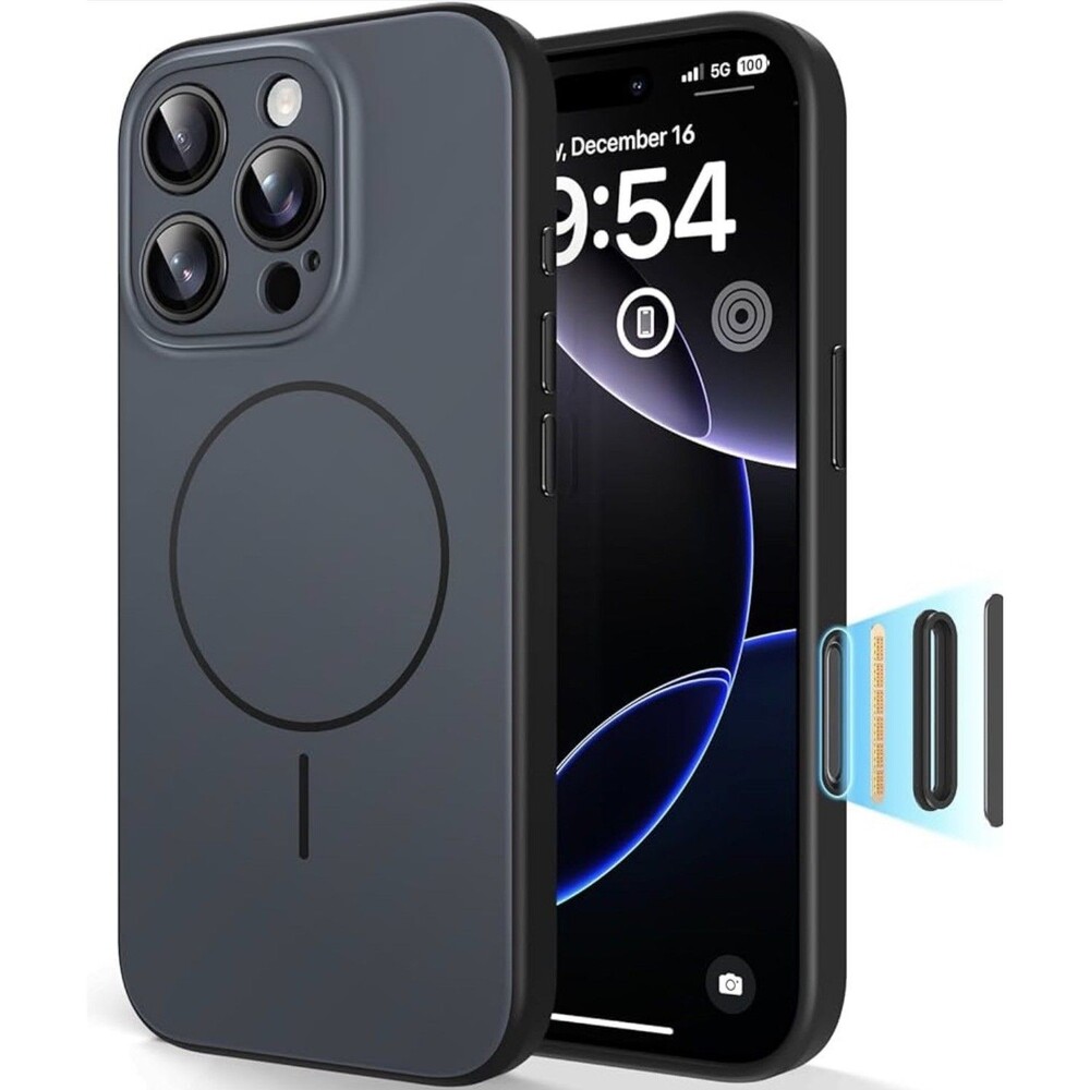 TAURI iPhone 16 Pro Max Case Slim Magnetic MagSafe Full Camera Protection Black